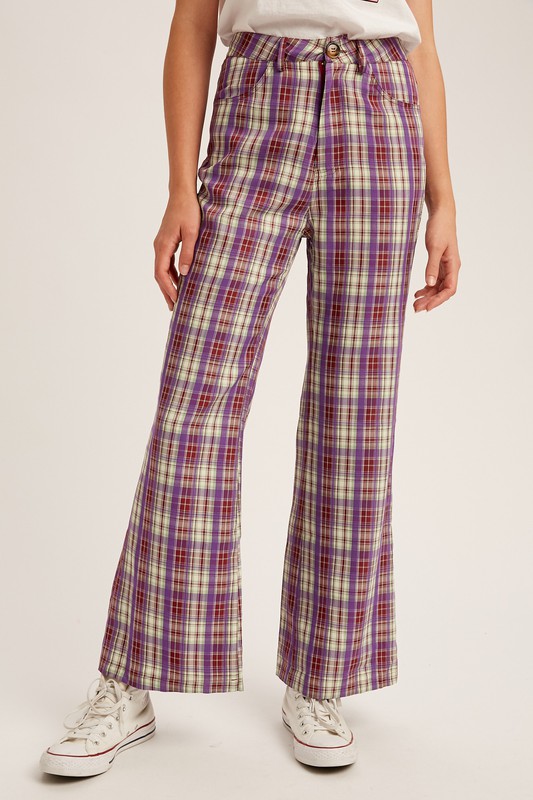 Lavender Multi Colored Plaid Flare 